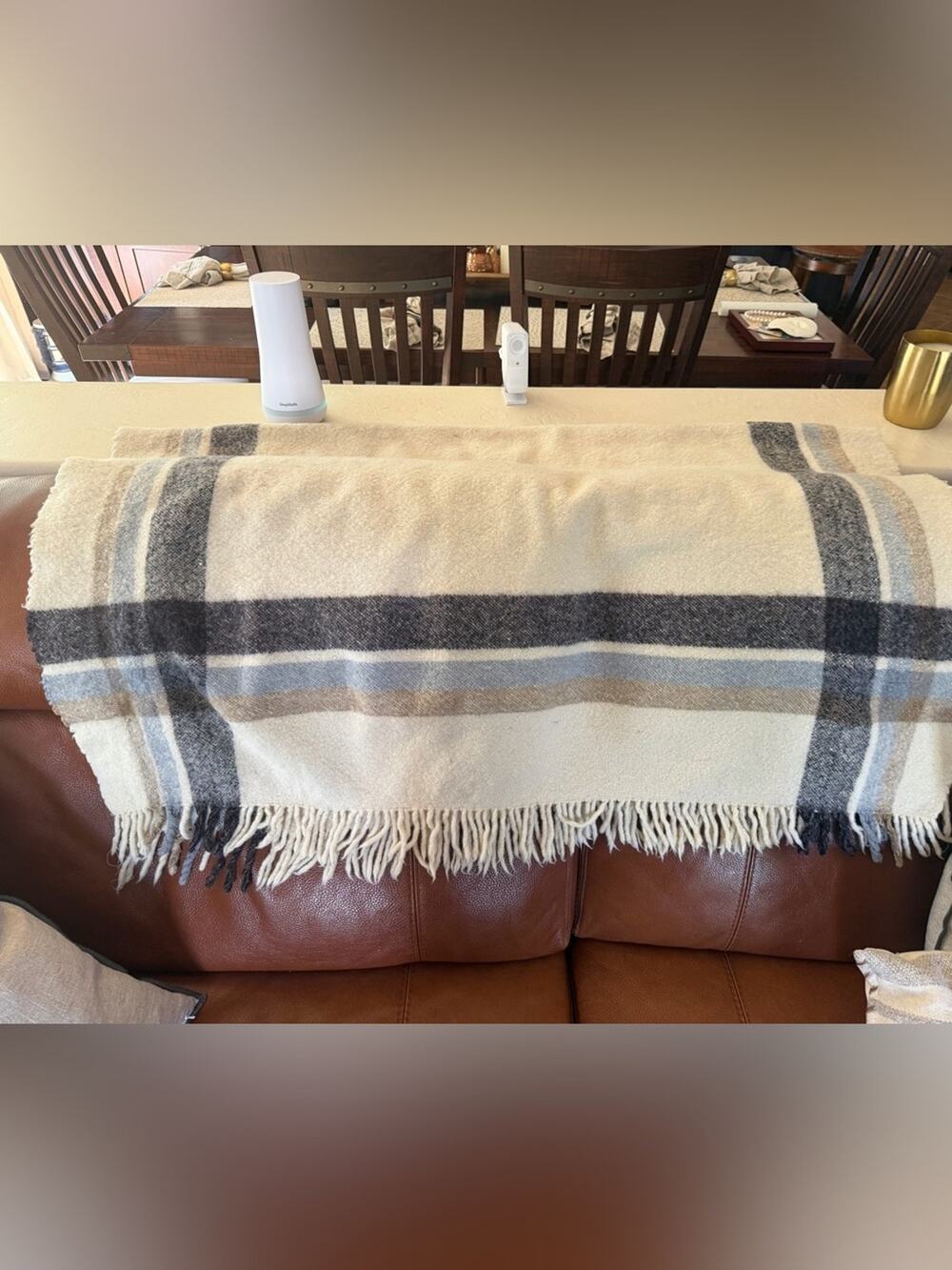 Vintage wool blanket cream striped